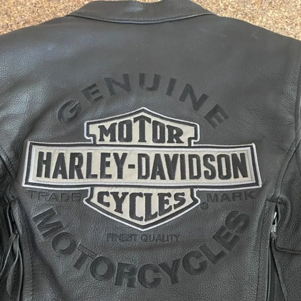 Authentic Harley Davidson Miss Enthusiast Black Leather Jacket Medium EUC‌ - Picture 3 of 7